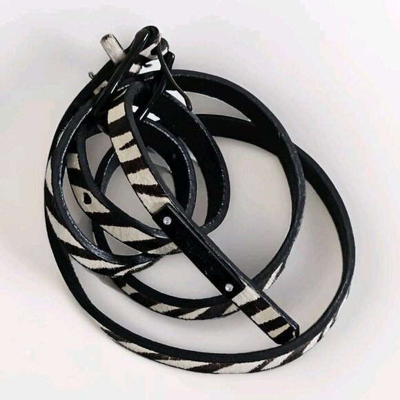 Buffalo David Bitton Belt Womens S Zebra Print Metal Buckle Real Leather Narrow - Picture 16 of 16